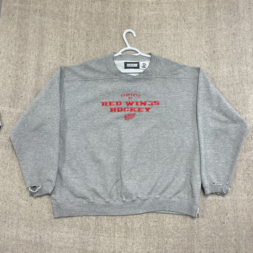 Vintage Detroit Red Wings Sweatshirt Mens XL Gray 1990s CCM